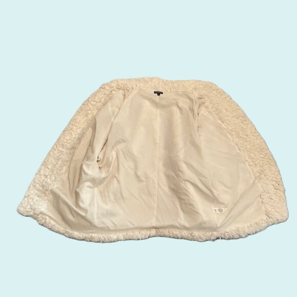 Express Cream Faux Fur Jacket Coat Furry Medium Large Short Teddy Fun - Picture 6 of 9